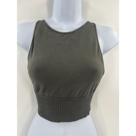 Free People FP Movement Size XS/S Green Gray Good Karma High Neck Crop Tank - Picture 1 of 11